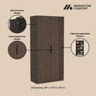 Manhattan Comfort Rivington Modern 38" Bookcase Cabinet in Walnut - BC004-BR