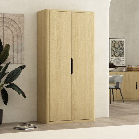 Manhattan Comfort Rivington Modern 38" Bookcase Cabinet in Natural Oak