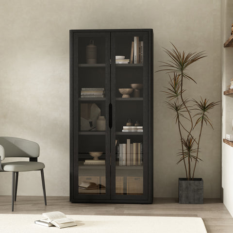 Manhattan Comfort Rivington Modern 38" Bookcase Cabinet in Black
