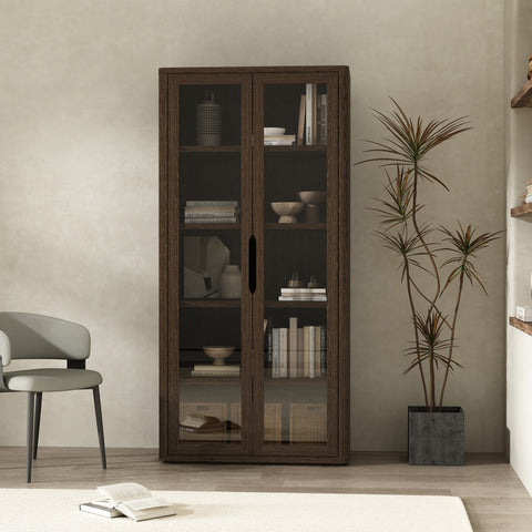 Manhattan Comfort Rivington Modern 38" Bookcase Cabinet in Walnut