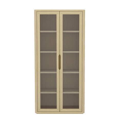 Manhattan Comfort Rivington Modern 38" Bookcase Cabinet in Natural Oak