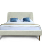 Manhattan Comfort Heather Mid-Century Modern Velvet Upholstered Full Bed in Cream and Gold