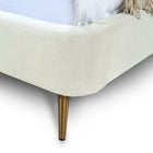 Manhattan Comfort Heather Mid-Century Modern Velvet Upholstered Full Bed in Cream and Gold