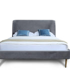 Manhattan Comfort Heather Mid-Century Modern Velvet Upholstered Full Bed in Gray and Gold