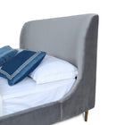 Manhattan Comfort Heather Mid-Century Modern Velvet Upholstered Full Bed in Gray and Gold