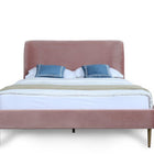 Manhattan Comfort Heather Mid-Century Modern Velvet Upholstered Queen Bed in Blush and Gold