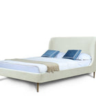 Manhattan Comfort Heather Mid-Century Modern Velvet Upholstered Queen Bed in Cream and Gold