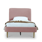 Manhattan Comfort Heather Mid-Century Modern Velvet Upholstered Twin Bed in Blush and Gold