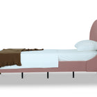Manhattan Comfort Heather Mid-Century Modern Velvet Upholstered Twin Bed in Blush and Gold