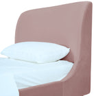 Manhattan Comfort Heather Mid-Century Modern Velvet Upholstered Twin Bed in Blush and Gold