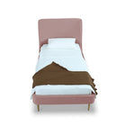 Manhattan Comfort Heather Mid-Century Modern Velvet Upholstered Twin Bed in Blush and Gold