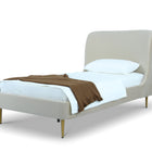 Manhattan Comfort Heather Mid-Century Modern Velvet Upholstered Twin Bed in Cream and Gold