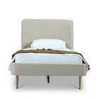 Manhattan Comfort Heather Mid-Century Modern Velvet Upholstered Twin Bed in Cream and Gold