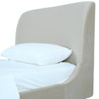 Manhattan Comfort Heather Mid-Century Modern Velvet Upholstered Twin Bed in Cream and Gold