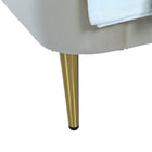 Manhattan Comfort Heather Mid-Century Modern Velvet Upholstered Twin Bed in Cream and Gold
