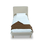 Manhattan Comfort Heather Mid-Century Modern Velvet Upholstered Twin Bed in Cream and Gold