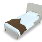 Manhattan Comfort Heather Mid-Century Modern Velvet Upholstered Twin Bed in Cream and Gold