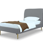 Manhattan Comfort Heather Mid-Century Modern Velvet Upholstered Twin Bed in Gray and Gold