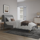 Manhattan Comfort Heather Mid-Century Modern Velvet Upholstered Twin Bed in Gray and Gold