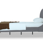 Manhattan Comfort Heather Mid-Century Modern Velvet Upholstered Twin Bed in Gray and Gold