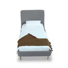 Manhattan Comfort Heather Mid-Century Modern Velvet Upholstered Twin Bed in Gray and Gold