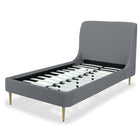 Manhattan Comfort Heather Mid-Century Modern Velvet Upholstered Twin Bed in Gray and Gold