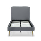 Manhattan Comfort Heather Mid-Century Modern Velvet Upholstered Twin Bed in Gray and Gold
