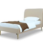 Manhattan Comfort Heather Mid-Century Modern Velvet Upholstered Twin Bed in Gold and Tan