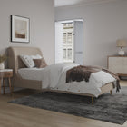 Manhattan Comfort Heather Mid-Century Modern Velvet Upholstered Twin Bed in Gold and Tan