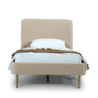 Manhattan Comfort Heather Mid-Century Modern Velvet Upholstered Twin Bed in Gold and Tan