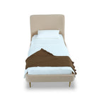 Manhattan Comfort Heather Mid-Century Modern Velvet Upholstered Twin Bed in Gold and Tan