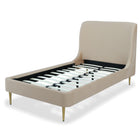 Manhattan Comfort Heather Mid-Century Modern Velvet Upholstered Twin Bed in Gold and Tan