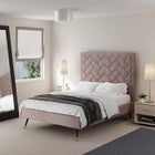 Manhattan Comfort Crosby Modern Velvet Upholstered Full Bed in Blush