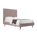 Manhattan Comfort Crosby Modern Velvet Upholstered Full Bed in Blush