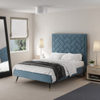 Manhattan Comfort Crosby Modern Velvet Upholstered Full Bed in Blue