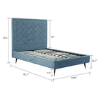 Manhattan Comfort Crosby Modern Velvet Upholstered Full Bed in Blue