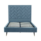 Manhattan Comfort Crosby Modern Velvet Upholstered Full Bed in Blue