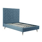 Manhattan Comfort Crosby Modern Velvet Upholstered Full Bed in Blue