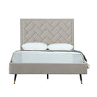 Manhattan Comfort Crosby Modern Velvet Upholstered Full Bed in Greige