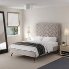 Manhattan Comfort Crosby Modern Velvet Upholstered Full Bed in Greige