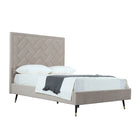 Manhattan Comfort Crosby Modern Velvet Upholstered Full Bed in Greige