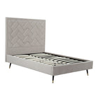 Manhattan Comfort Crosby Modern Velvet Upholstered Full Bed in Greige