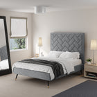 Manhattan Comfort Crosby Modern Velvet Upholstered Full Bed in Gray