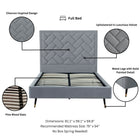 Manhattan Comfort Crosby Modern Velvet Upholstered Full Bed in Gray