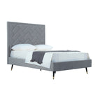 Manhattan Comfort Crosby Modern Velvet Upholstered Full Bed in Gray