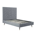 Manhattan Comfort Crosby Modern Velvet Upholstered Full Bed in Gray
