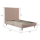 Manhattan Comfort Crosby Modern Velvet Upholstered Full Bed in Nude