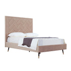 Manhattan Comfort Crosby Modern Velvet Upholstered Full Bed in Nude
