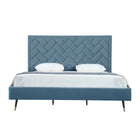 Manhattan Comfort Crosby Modern Velvet Upholstered King Bed in Blue