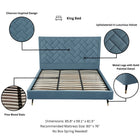 Manhattan Comfort Crosby Modern Velvet Upholstered King Bed in Blue